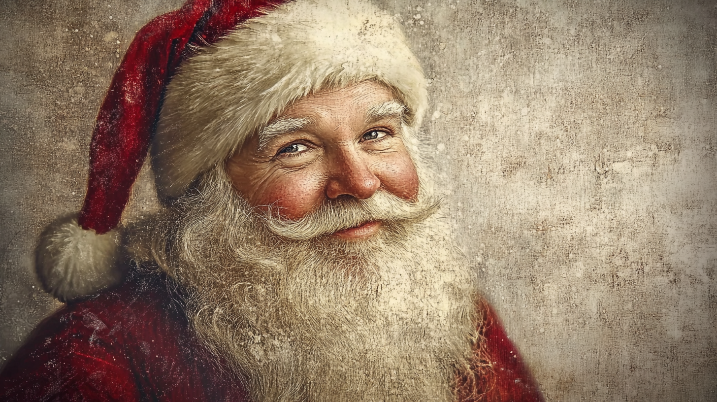 Santa's classic vintage oil painting in neutral tones