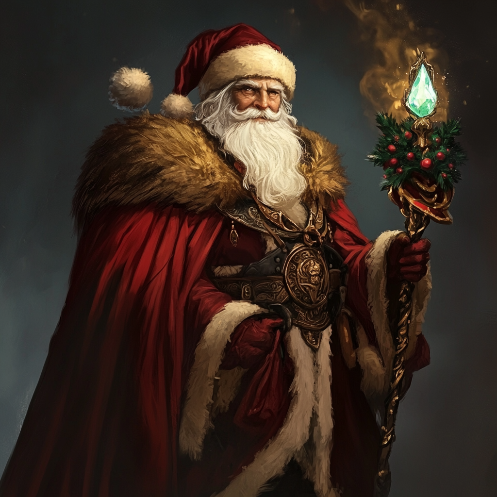 Santa, the Winter King, DnD warlock with gifts.