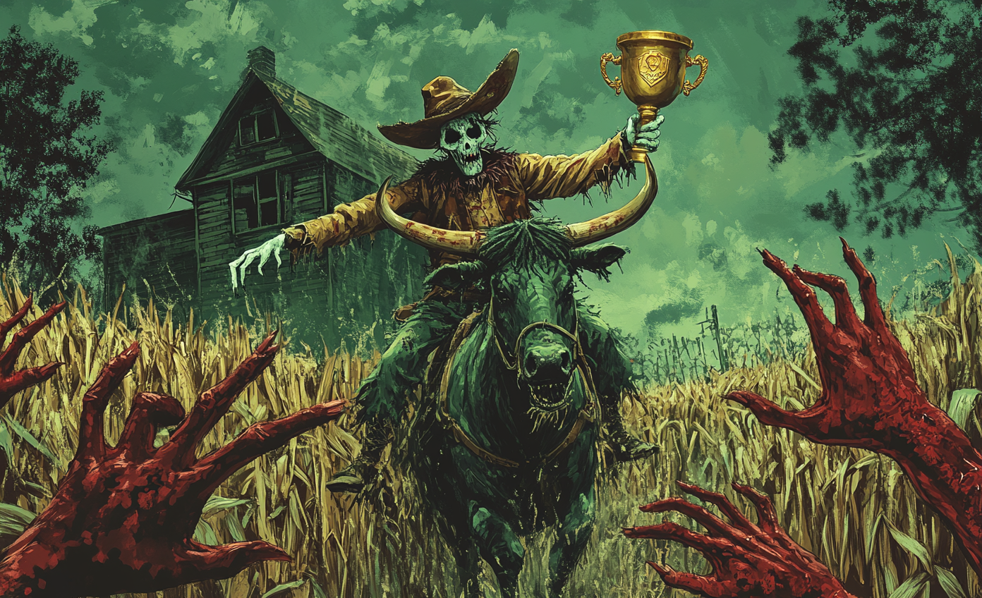 Scarecrow on Longhorn in Corn Maze wins Trophy