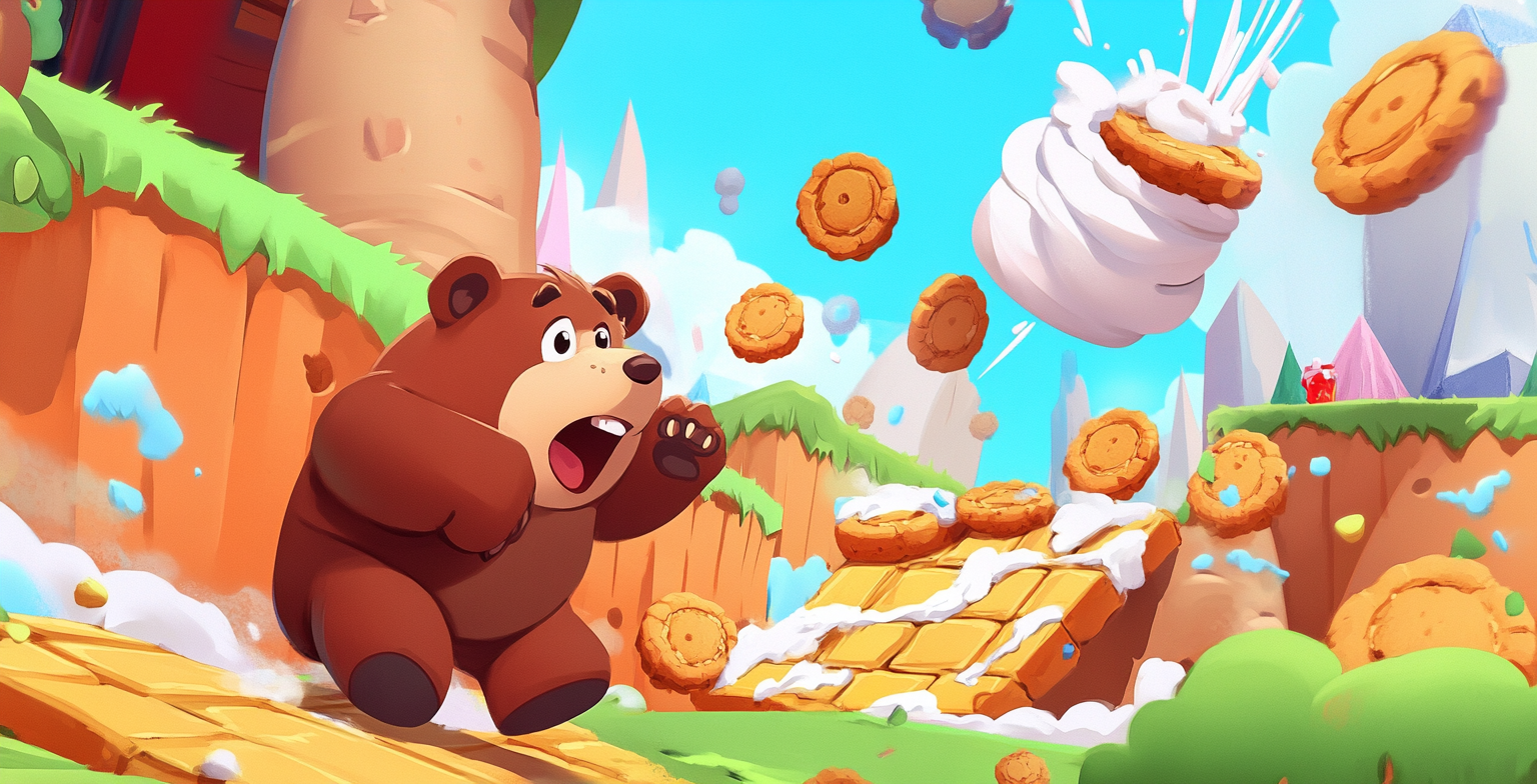 Scared Bear Amidst Cookie Jam Game Chaos