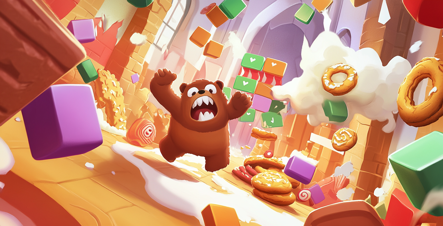 Scared Bear in Cookie Jam Game with Whipped Cream