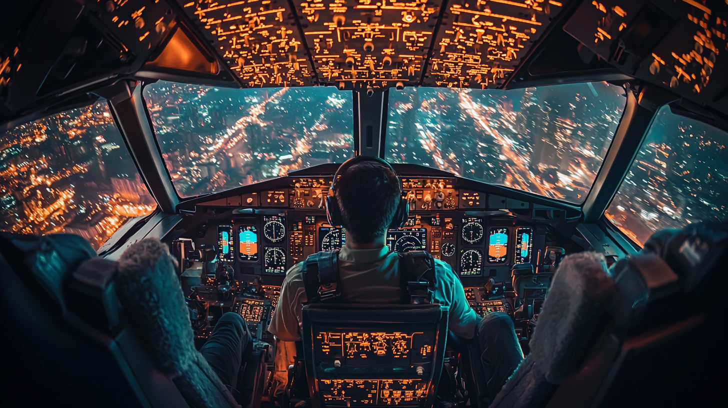 Scared pilots in cockpit, white balance fright.