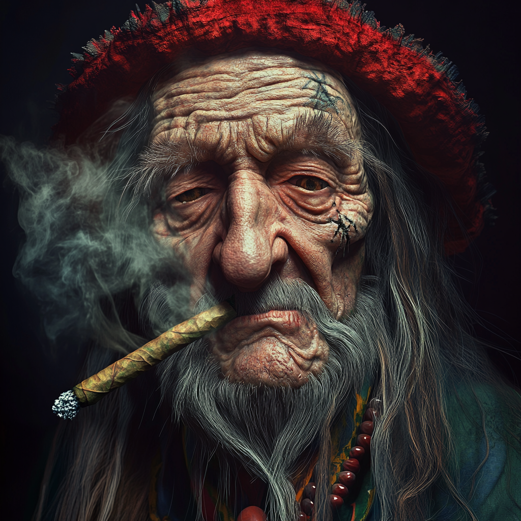 Scary Willie Nelson Halloween Character Smoking Joint