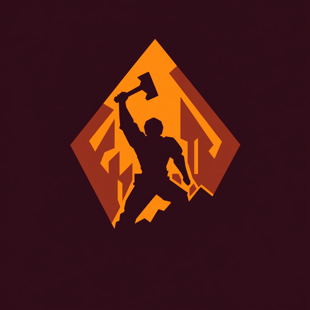 Sci-Fi Mining Guild Logo in Burgundy and Burned Orange 