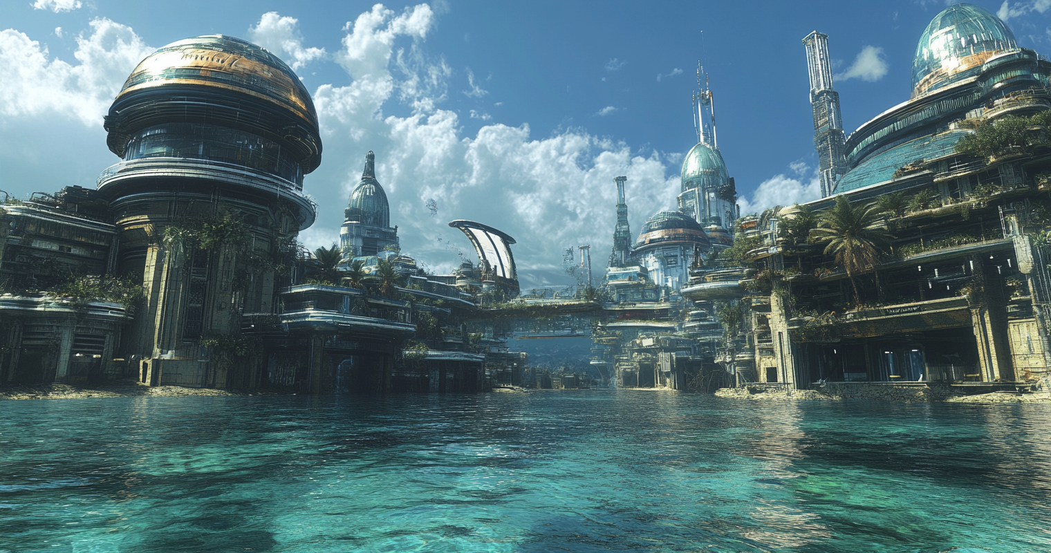 Sci-fi Waterborne City Esadale Jungles Ocean Trenches Riches