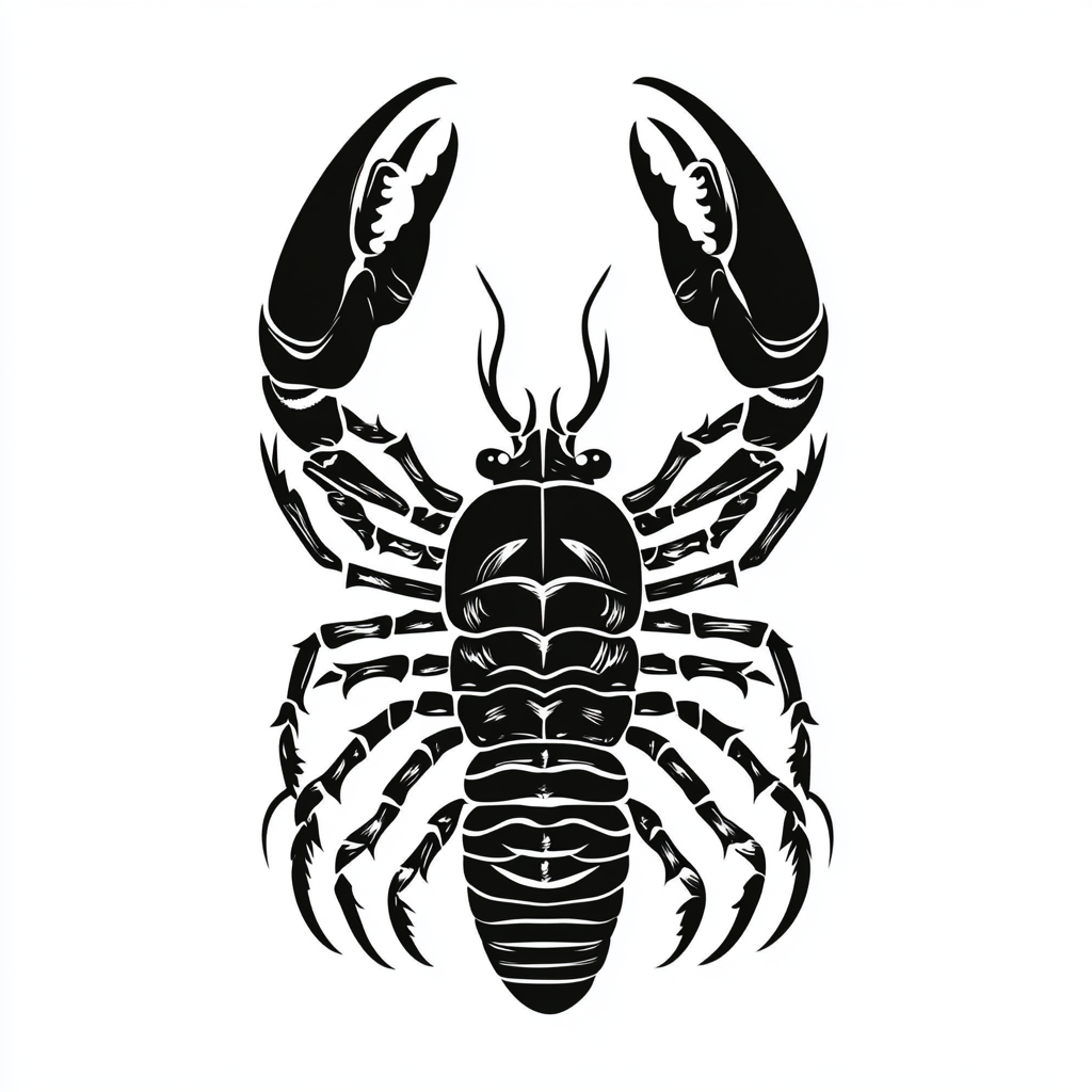 Scorpio Simple Line Art Tattoo Design Sticker Style