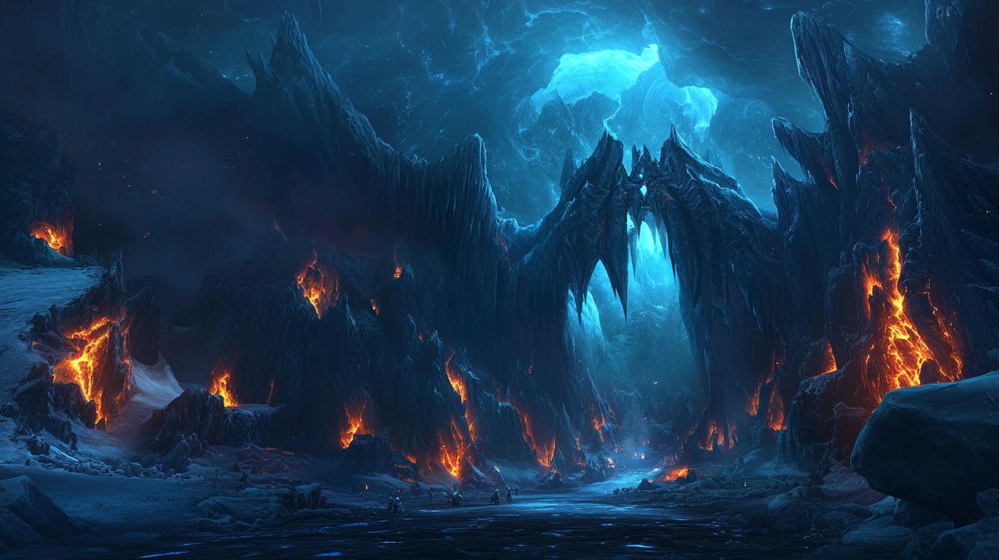 Screenshot of Molten Core caves in World of Warcraft.