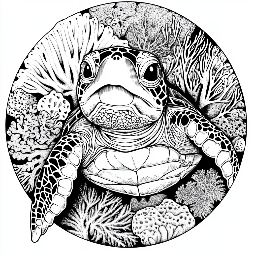 Sea turtle cartoon design with no back fins.