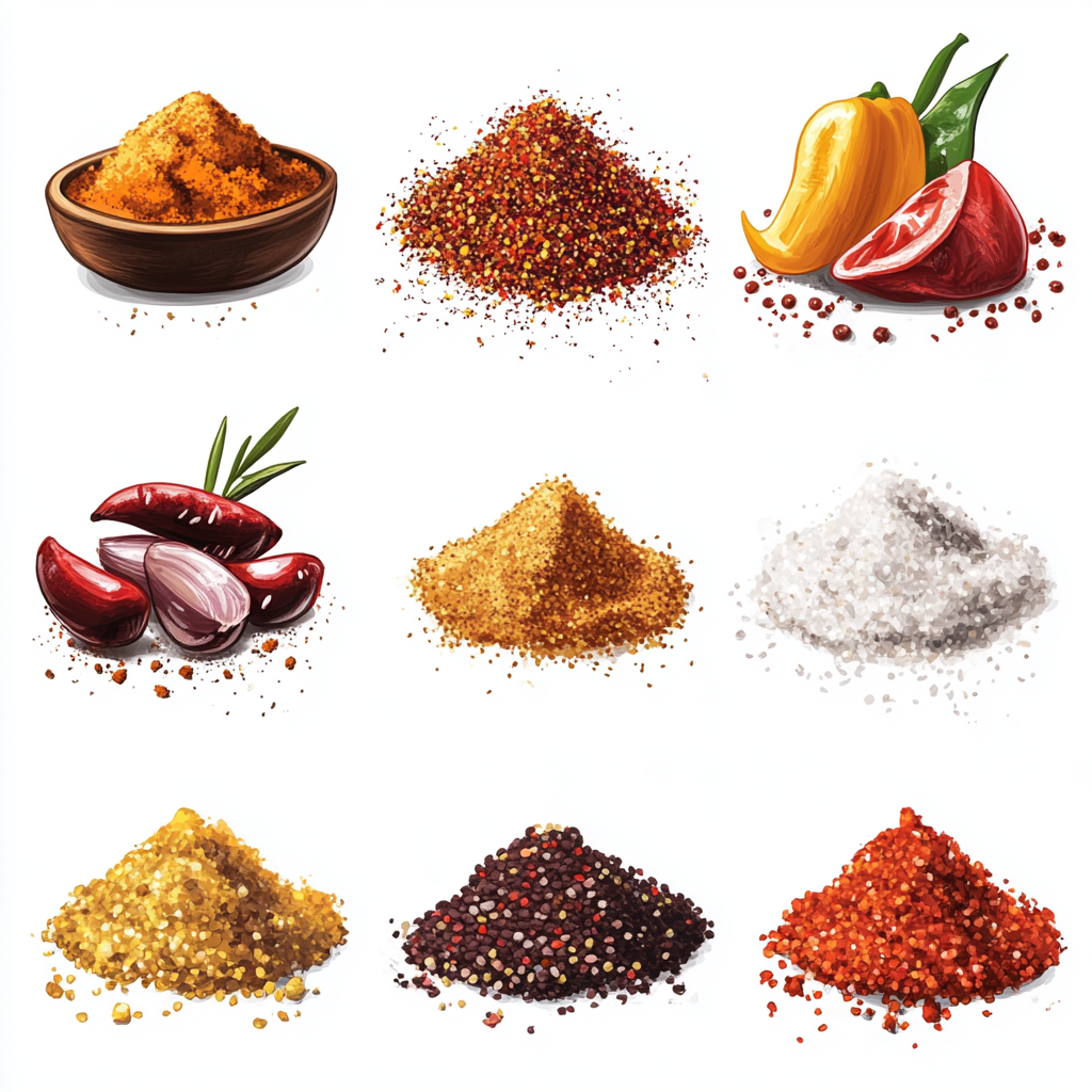 Seasonings for Tasty Flavors on White Background