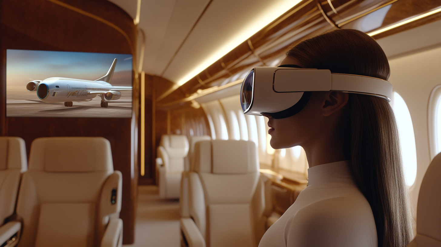 Seeing luxury aircraft interior in VR 8k resolution.