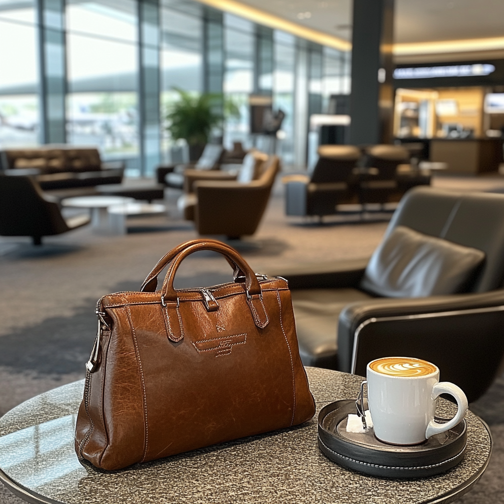 Selfie style photo of airport VIP lounge interior.