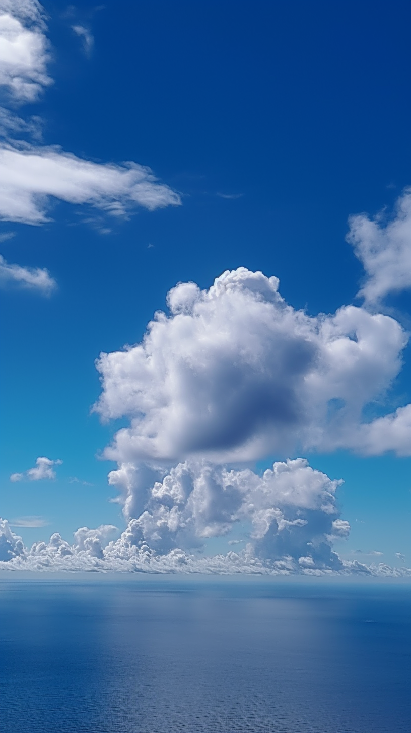 Serene Hawaiian sky with vibrant blue tones and clouds.