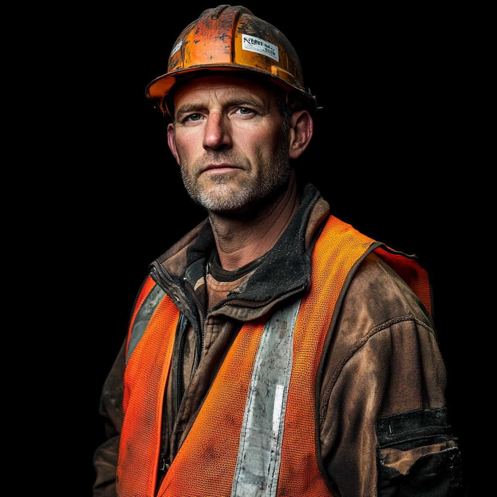 Serious 35-Year-Old Construction Worker Standing Portrait