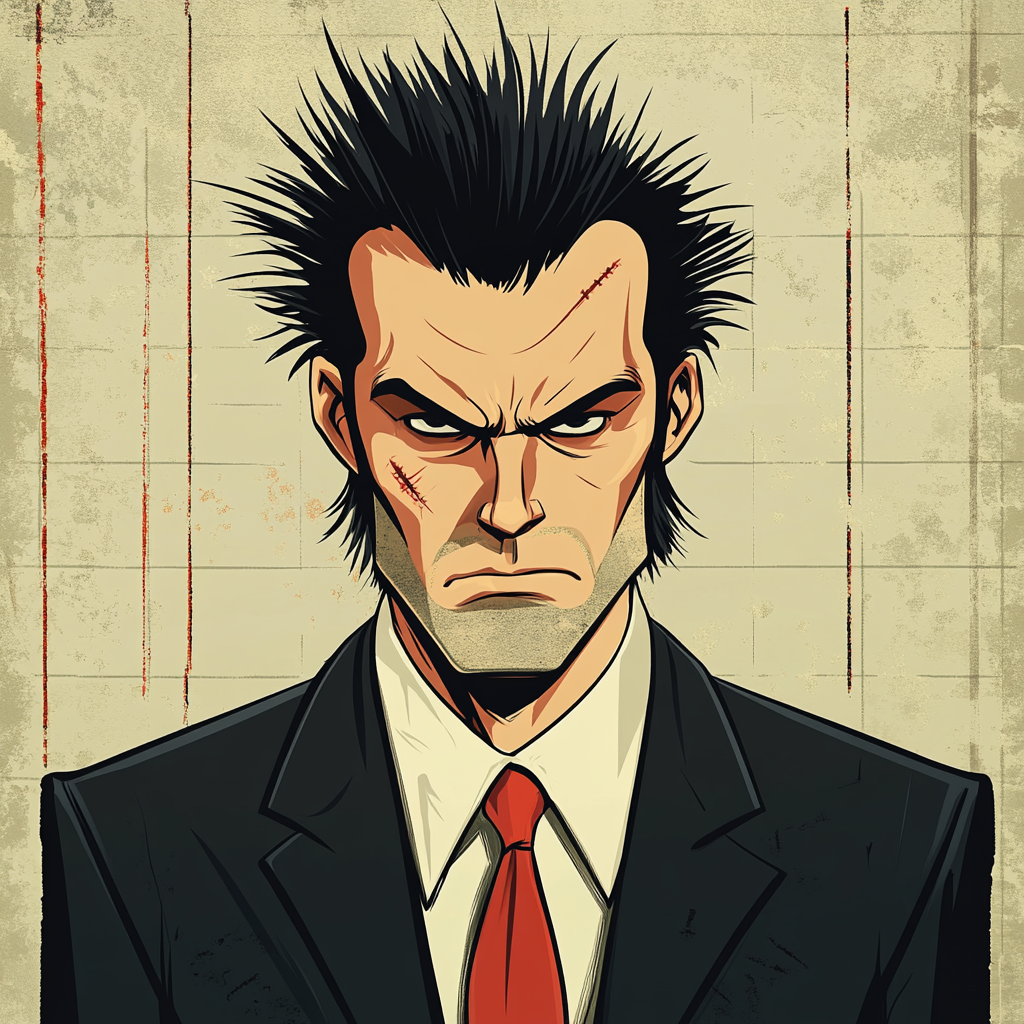 Serious man with spiky hair in suit