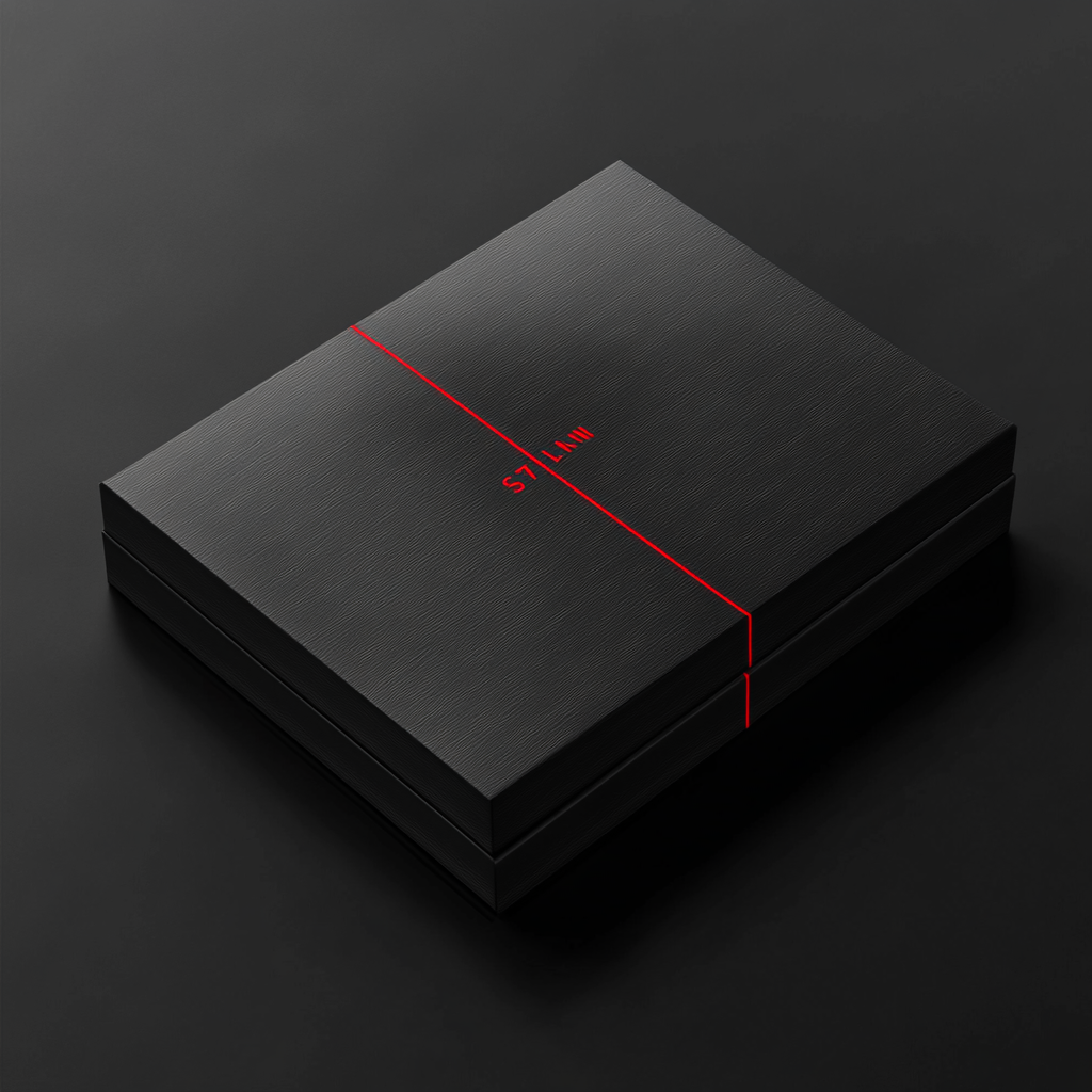 Seven Films elegant black box with red logo.