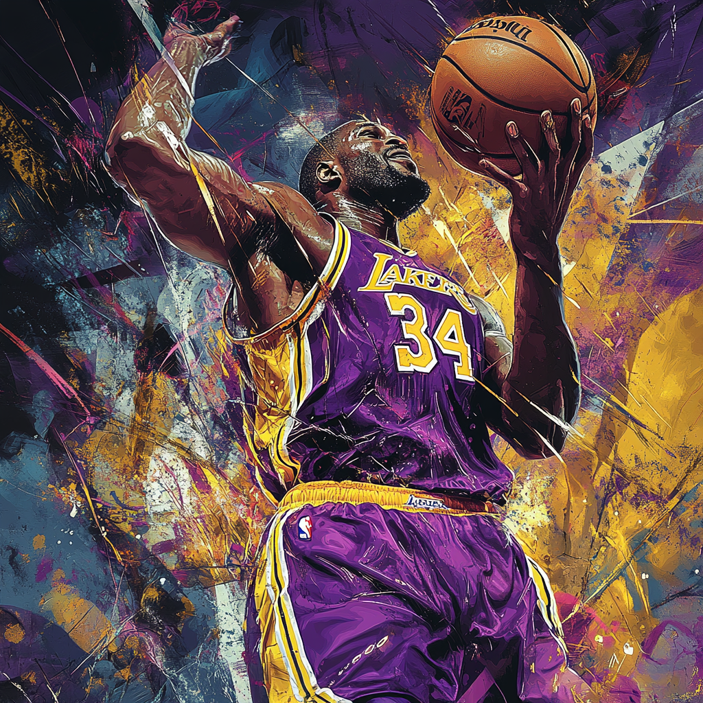 Shaquille O'Neal Basketball Poster Art with Urban Graffiti Style 