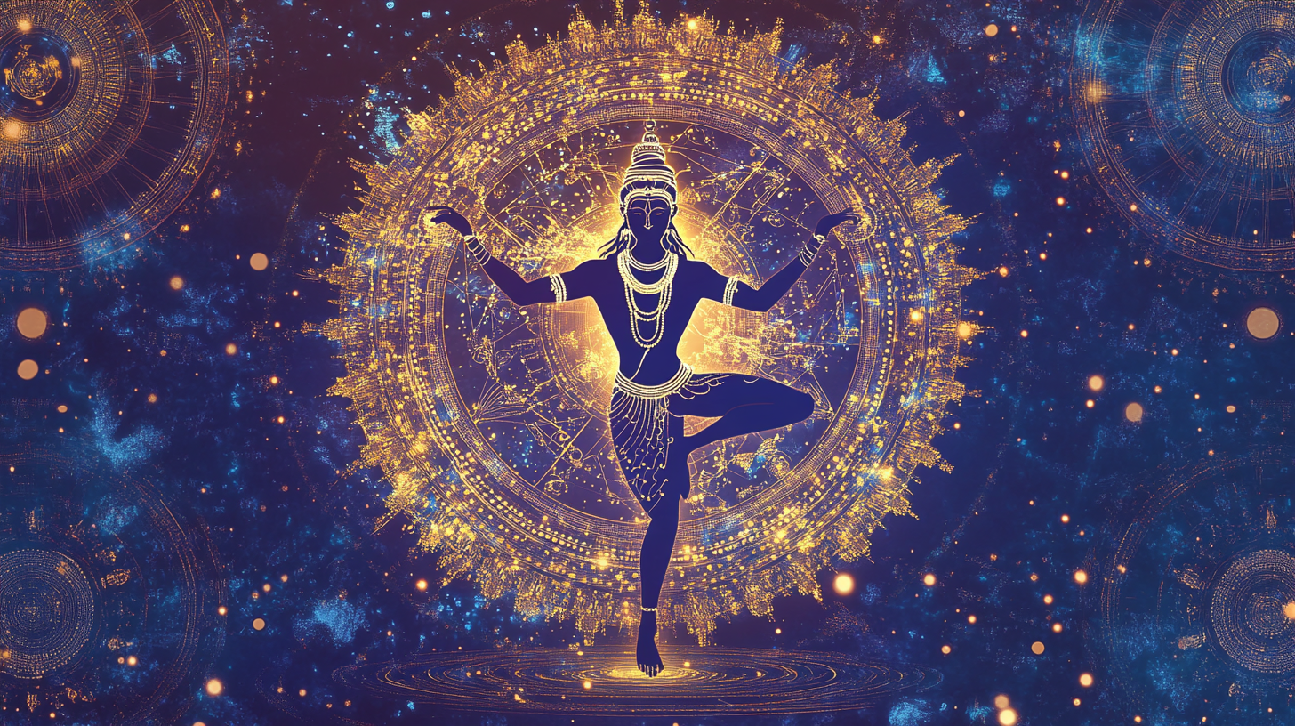 Shiva Nataraja dances in cosmic digitalized universe