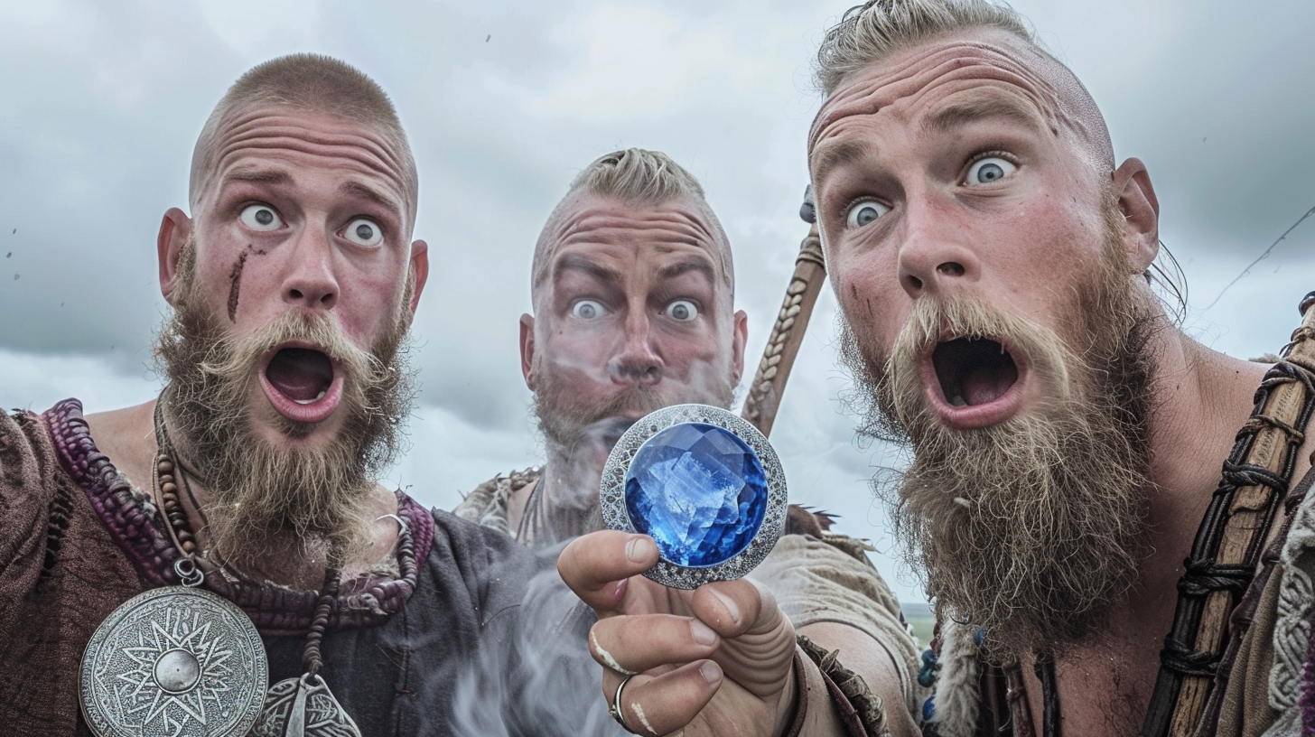 Shocked Viking Trio with Blue Sapphire Stone