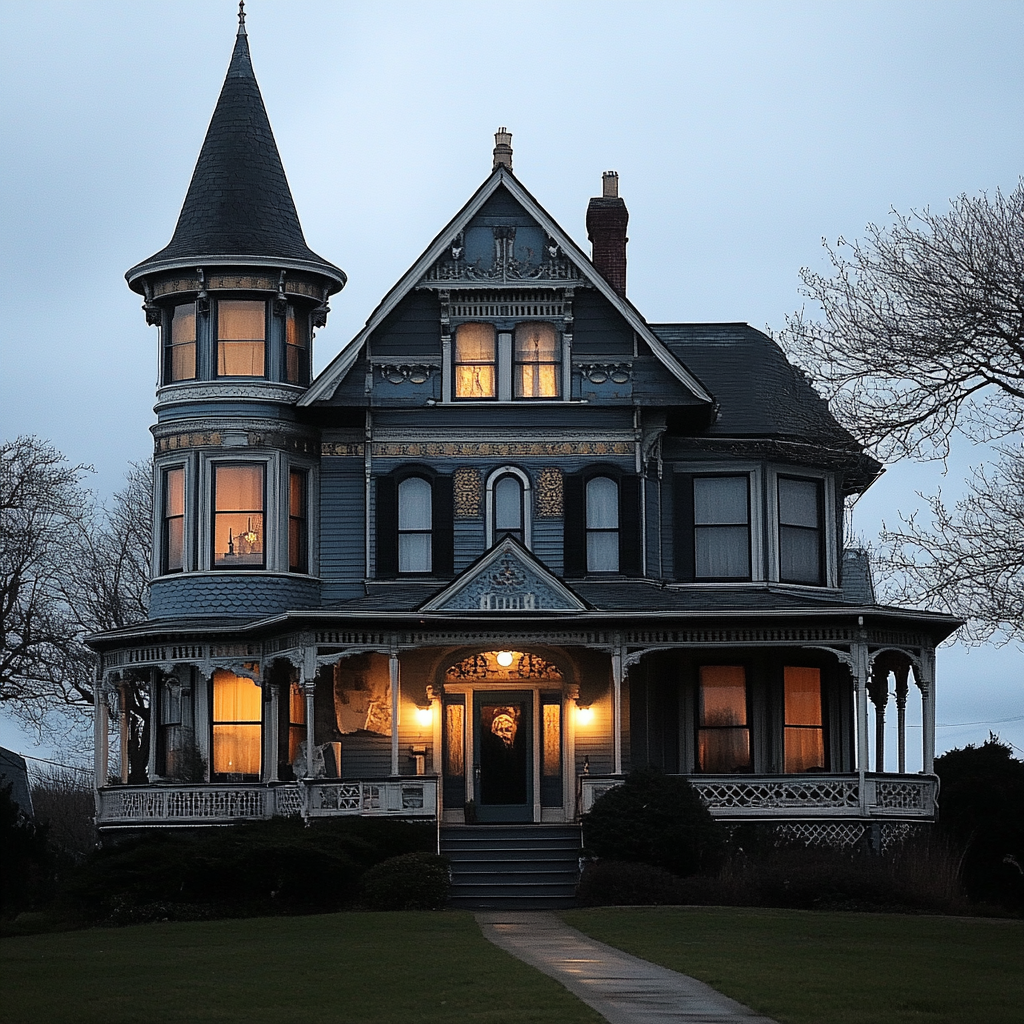 Shorecliff Manor Victorian House Tower Twilight 