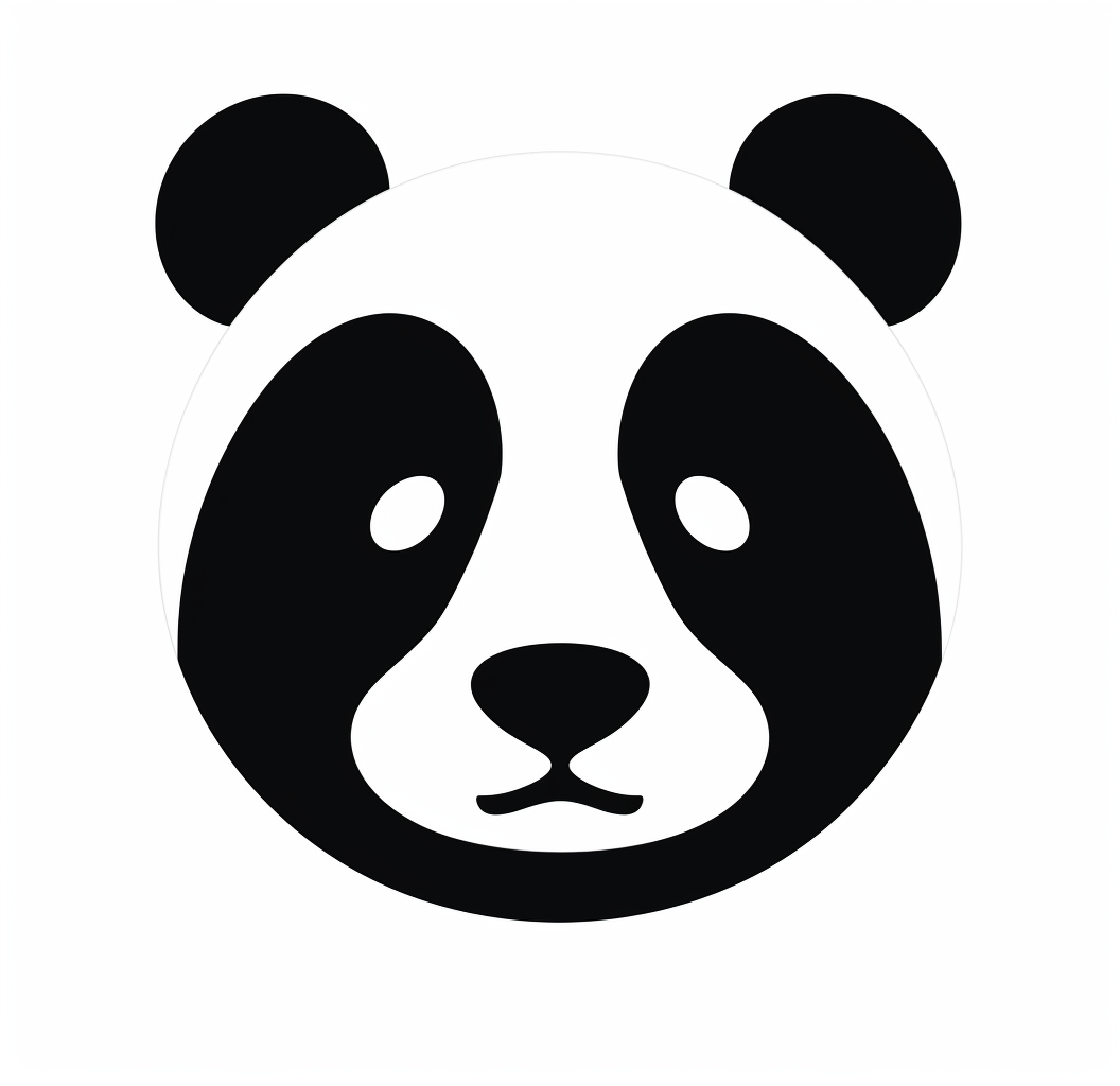 Silhouette panda logo on white background, no text.