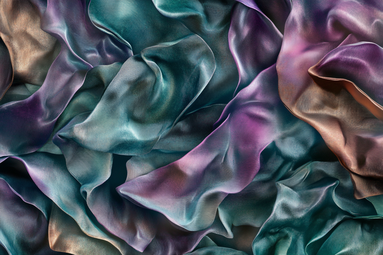 Silk fabric leaves in wavy resin style