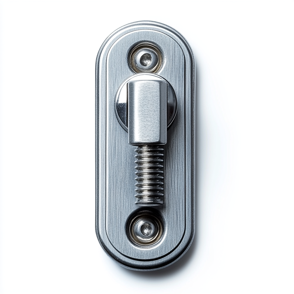 Silver cylindrical lever on metallic guitar switch viewed above.