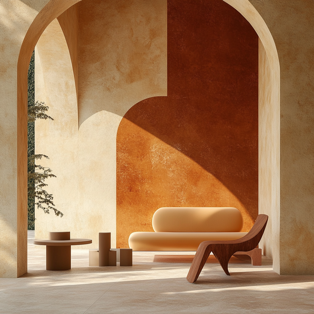 Simone Bossi inspired architectural design with natural colors.