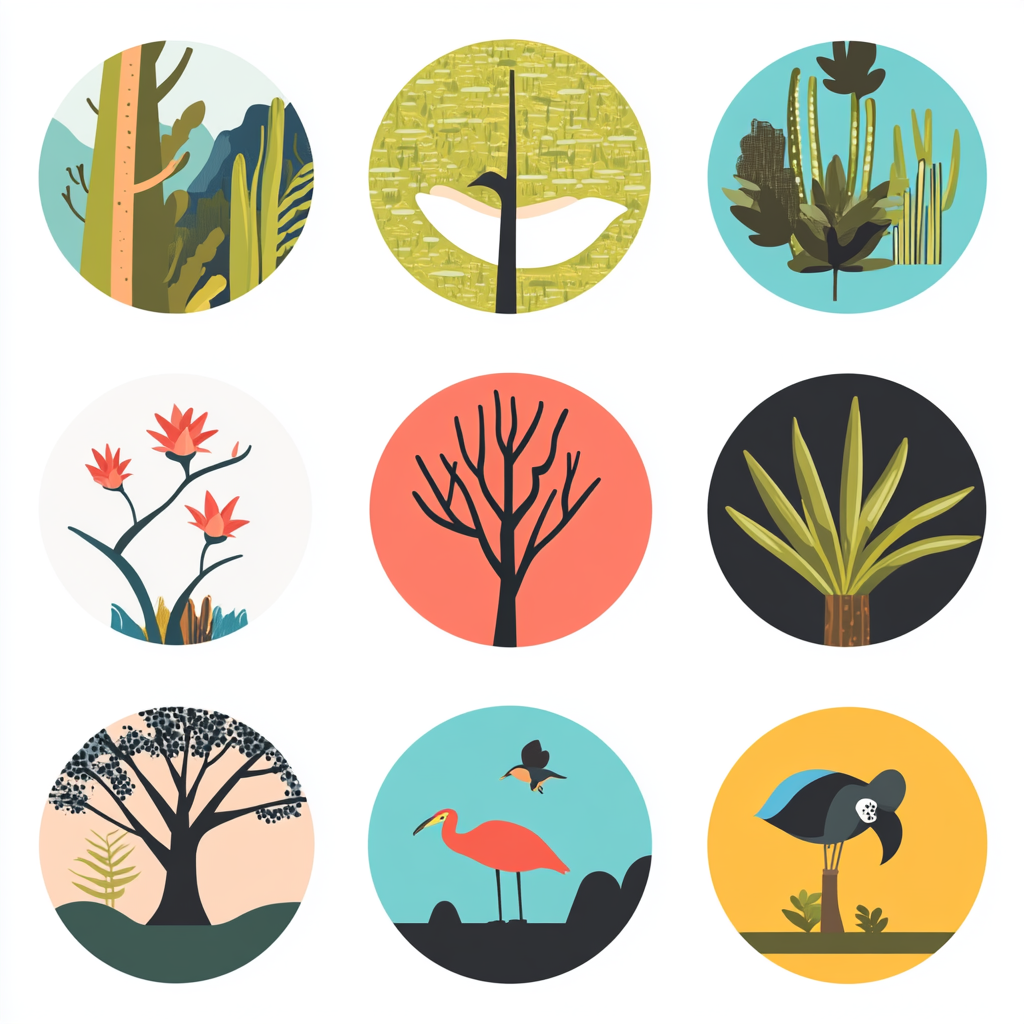 Simple, circular icons for LA nature garden app.