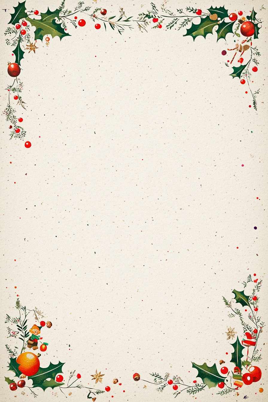 Simple Christmas-themed border on plain letterhead template.