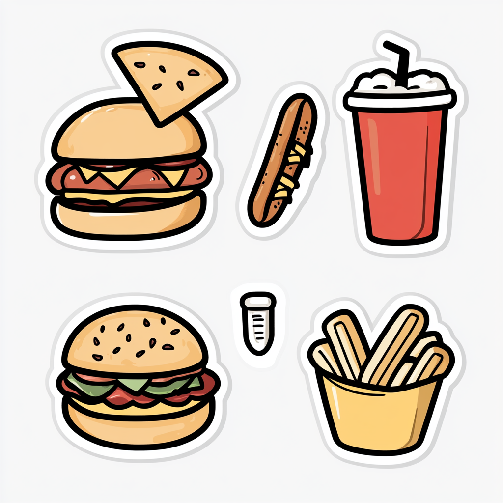 Simple Fast Food Icons in Minimalist Burger Shop