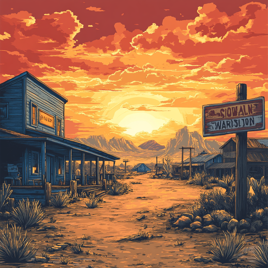 Simple Wild West Illustration with Bright Colors 