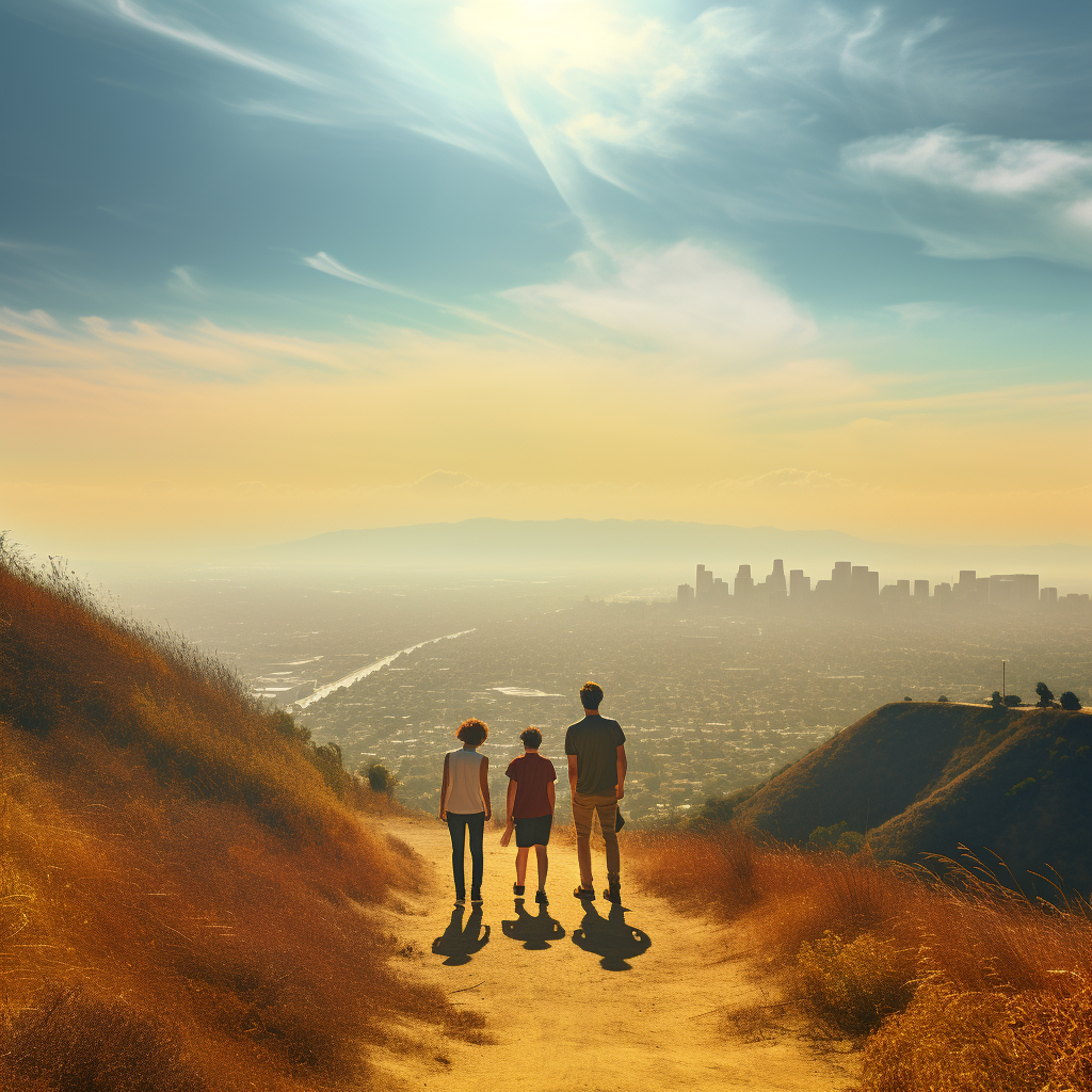 Teenagers hiking in Los Angeles