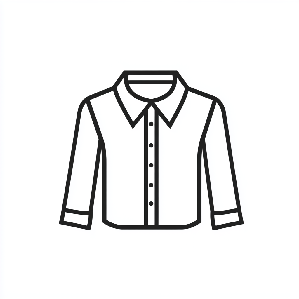 Simple black line icon of women's blouse design.