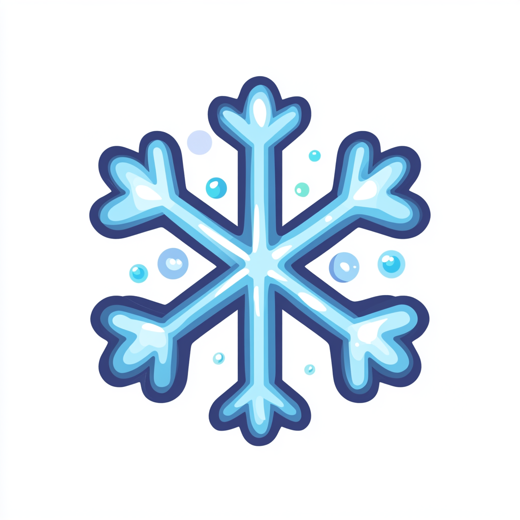 Simple blue snowflake illustration in minimalistic cartoon style.