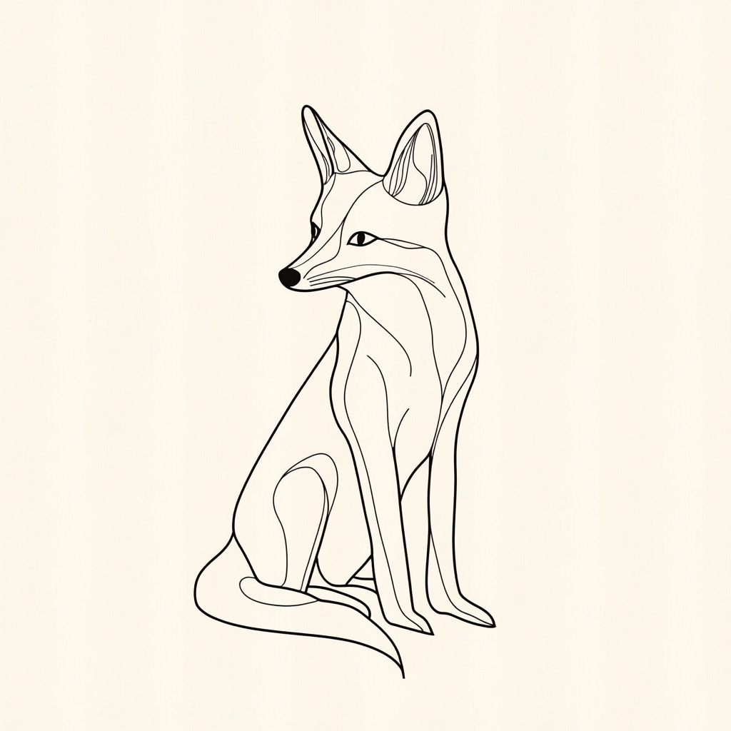 Simple coloring page: Fox sitting quietly