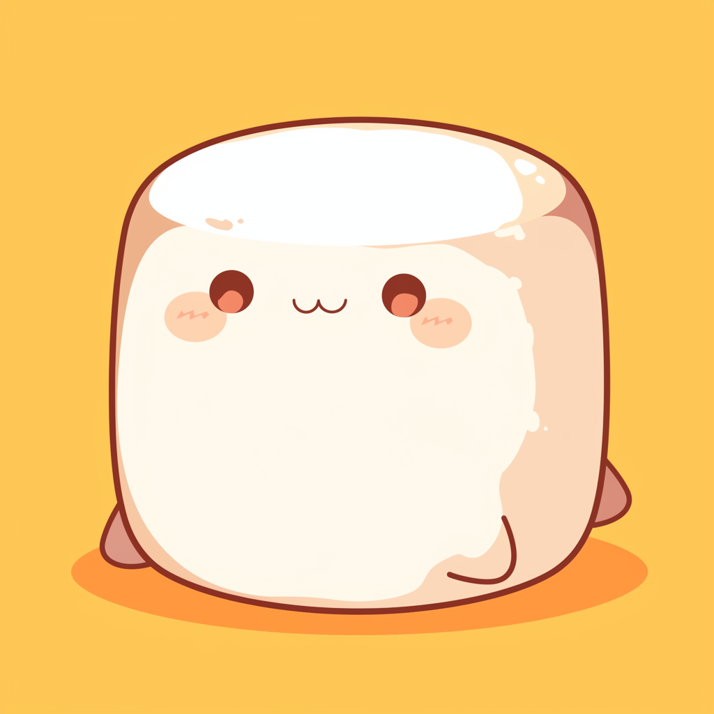 Simple doodle of cute tofu character with chibi design.