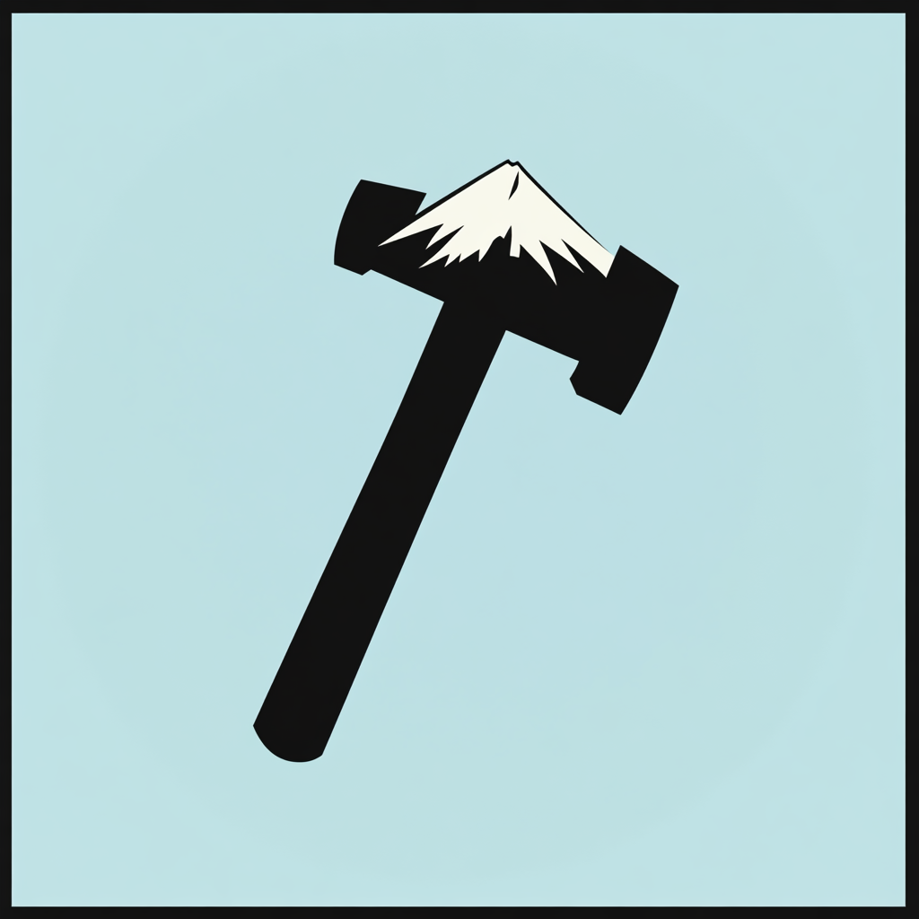 Simple icon of a mountain peak-shaped hammer.