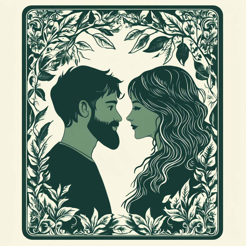 Simple vector design of couple on playing card.