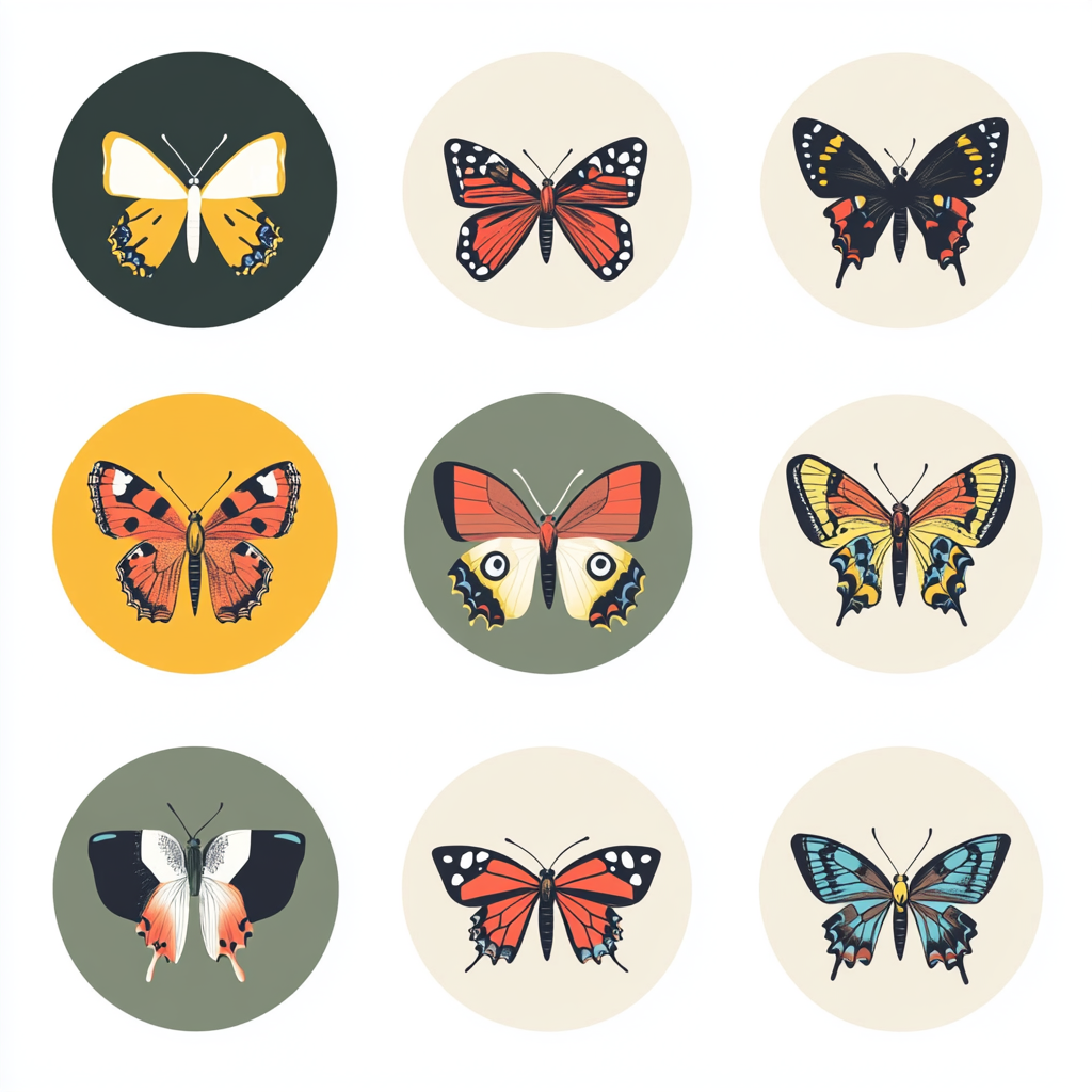 Simplified, abstracted illustrative icons for butterfly pavilion.