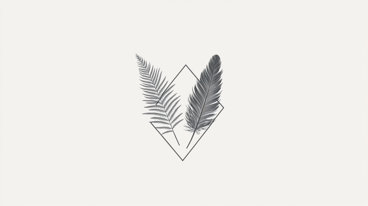 Simplistic logo inspired by Adidas Trefoil, feather and fern.