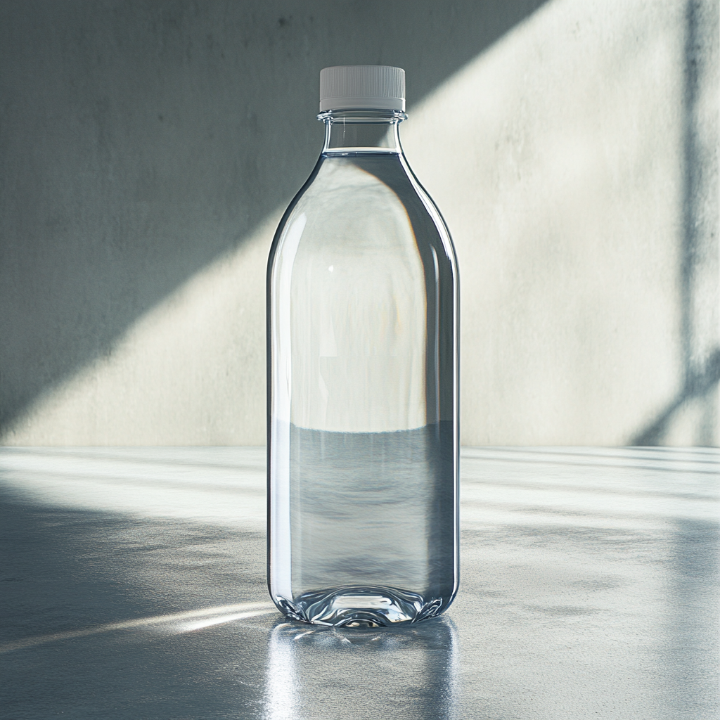 Simplistic plastic bottle design with modern minimalist style.