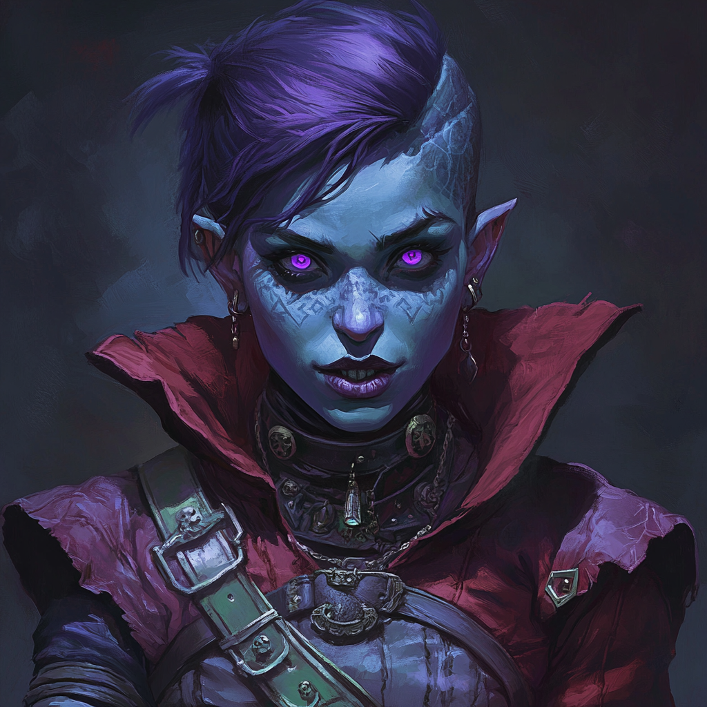 Sinister Young Female Orc in Fantasy Portrait