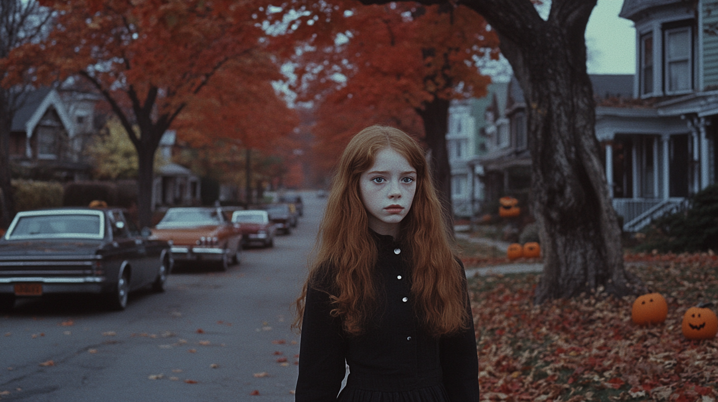 Sissy Specek in 1976 walking down eerie street.