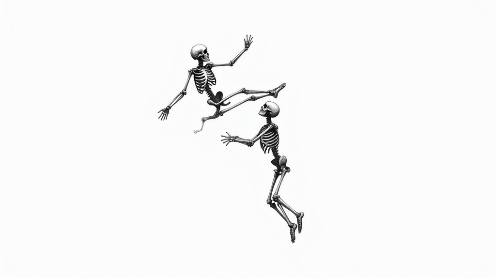 Skeletons Gracefully Moving Together: A Dramatic Moment