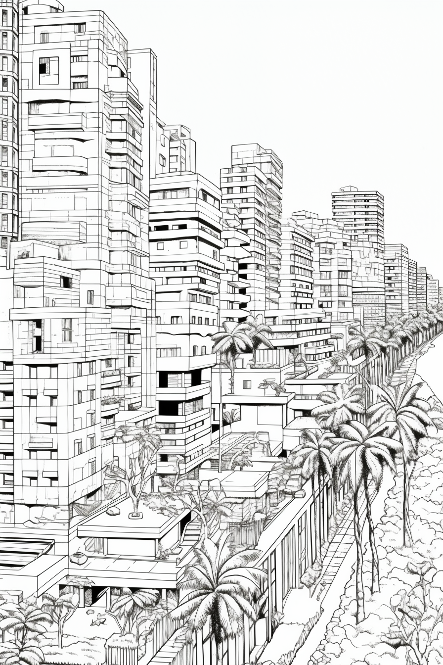 Sketch of city of Praia do Nautico, Fortaleza, architectural lines.