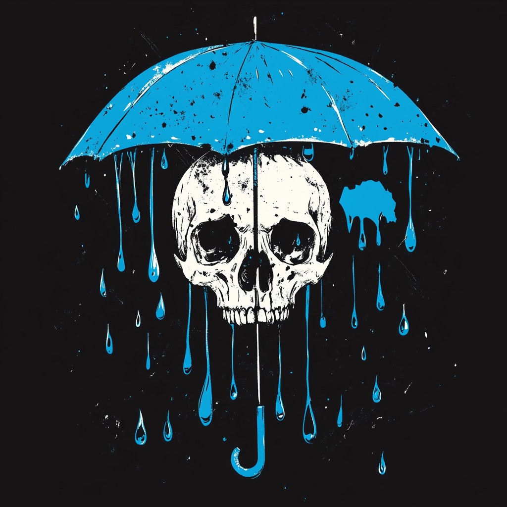 Skull and Umbrella: Bold T-shirt Design