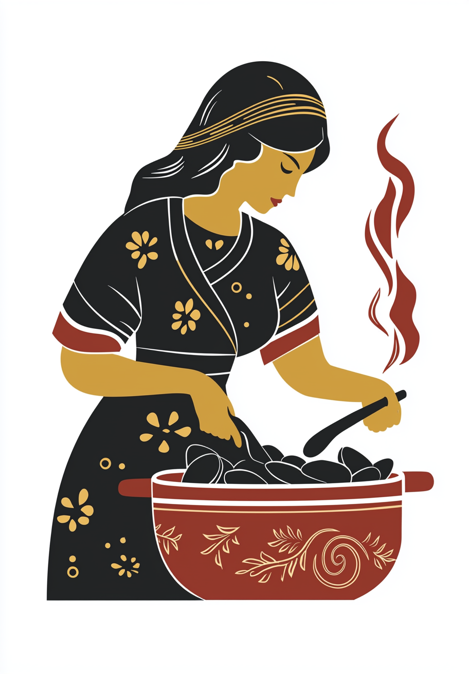 Slavic Saint Woman Cooking Mussels in Pot Icon