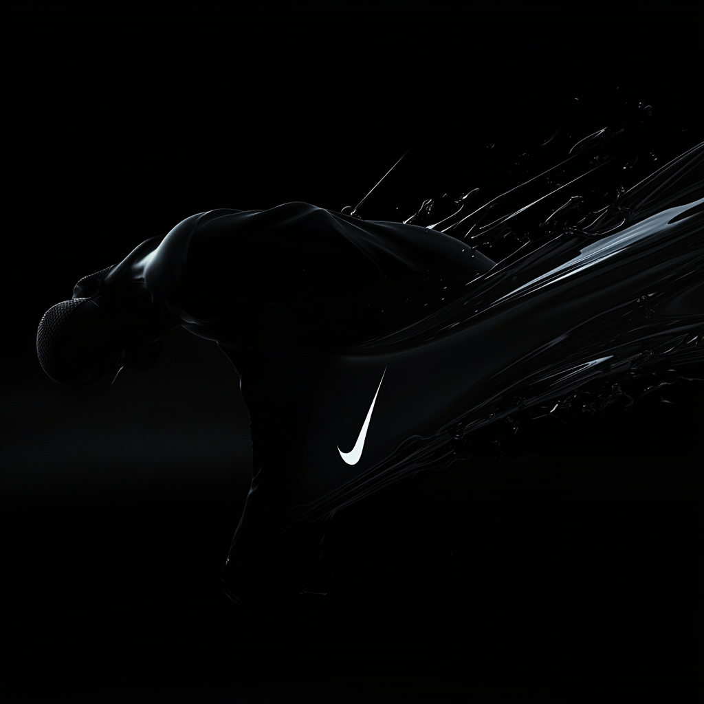 Sleek, bold black background for Nike portfolio opening.