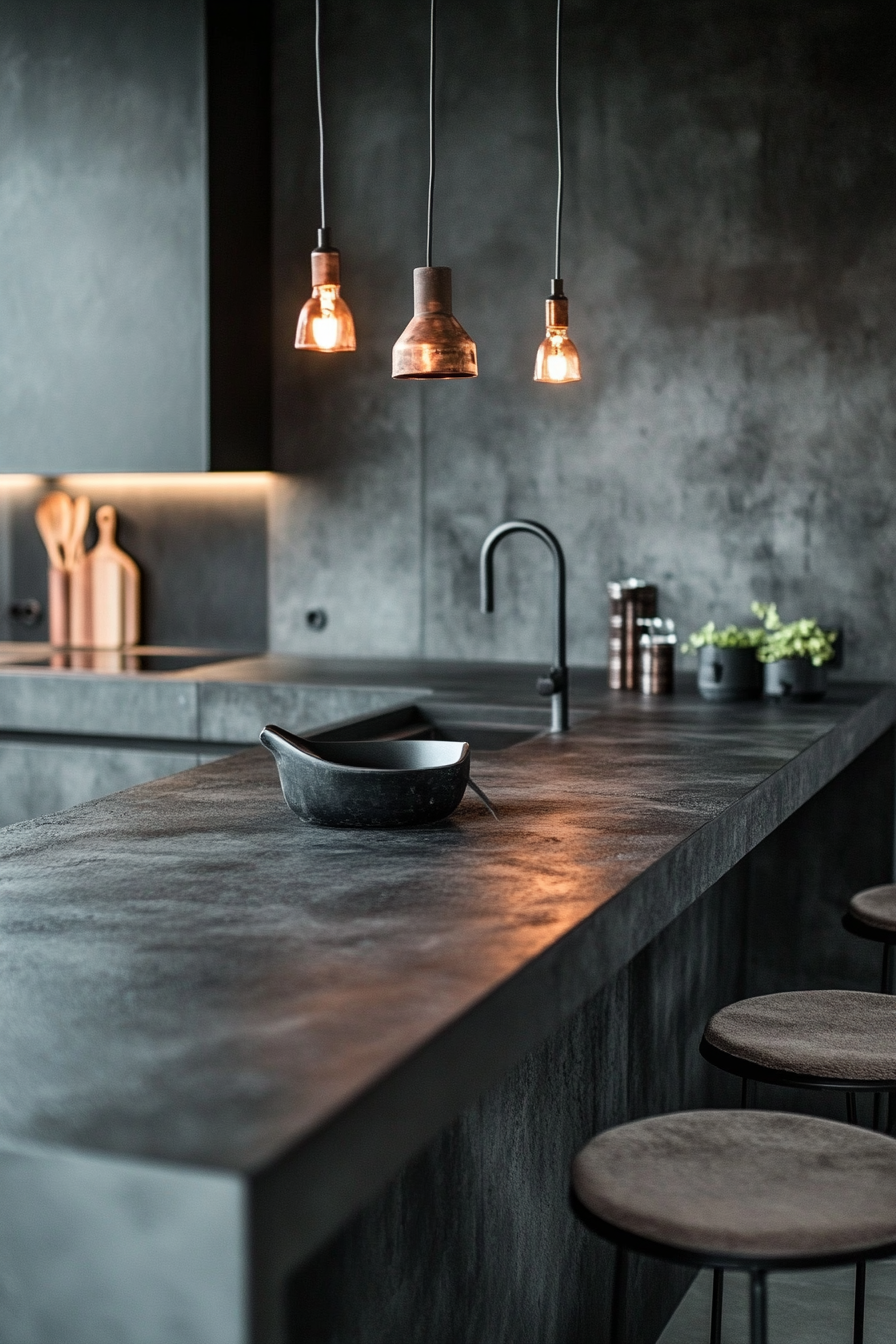 Sleek Concrete Kitchen Design with Chic Industrial Elements