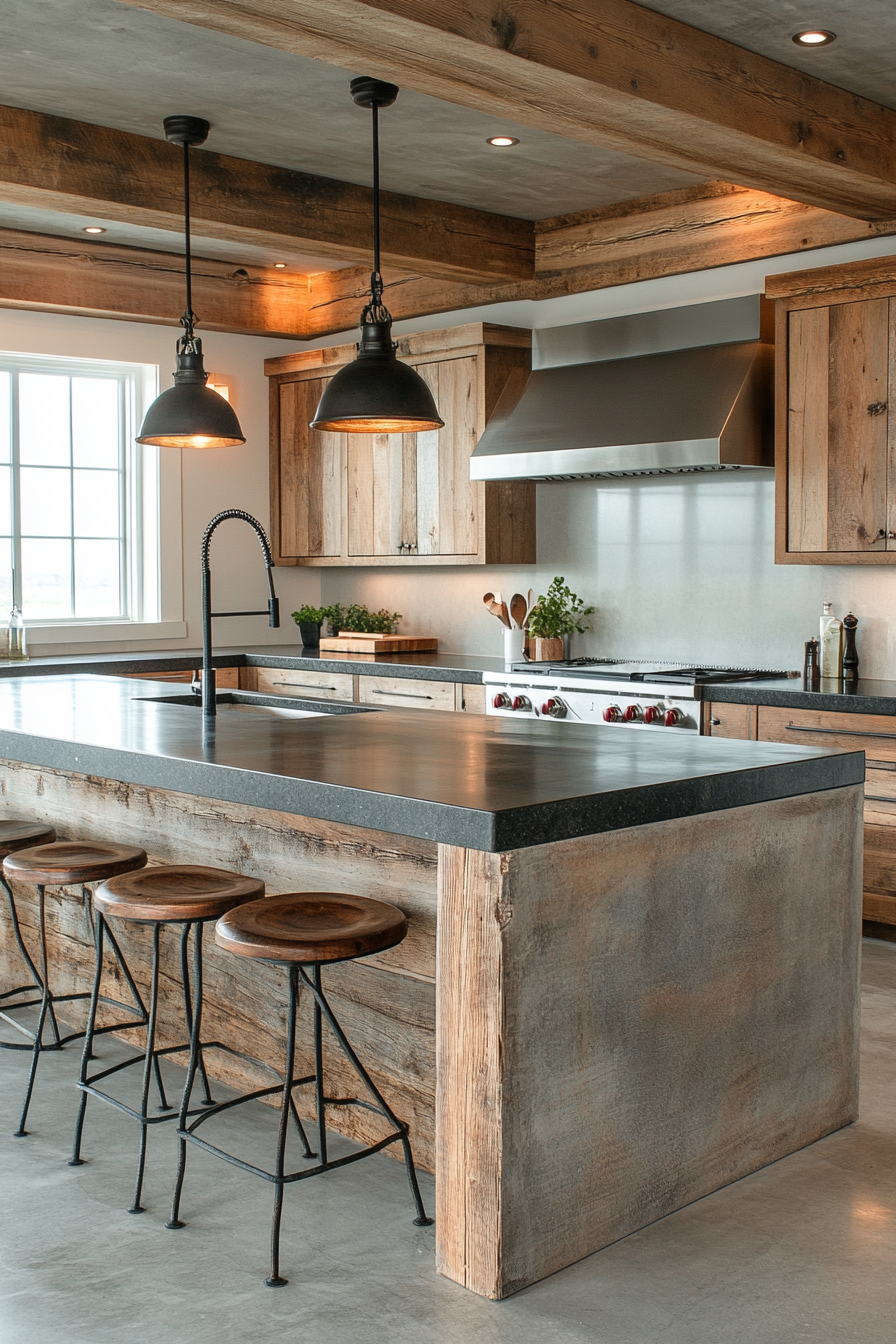 Sleek Rustic Retreat Kitchen with Modern and Rustic Elements